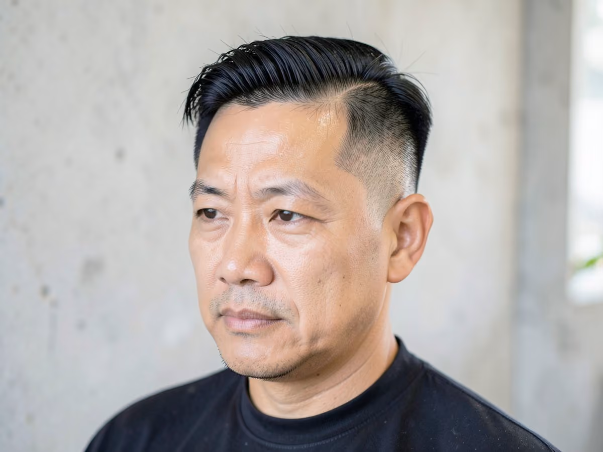 Man with a hipster haircut for thin hair