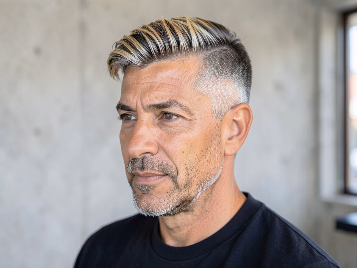 Man with a hipster highlights haircut