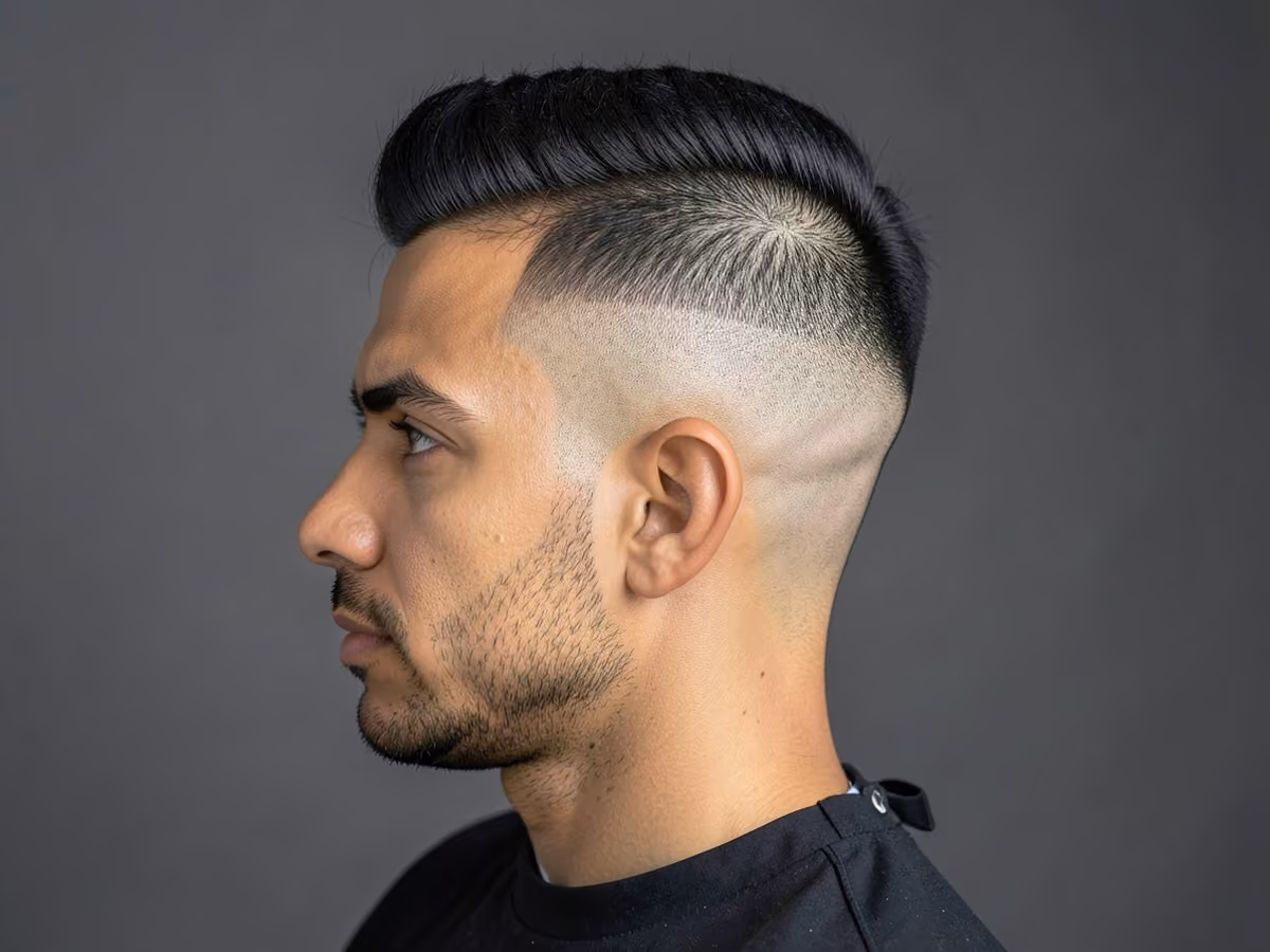 Man with a hipster mid fade pompadour