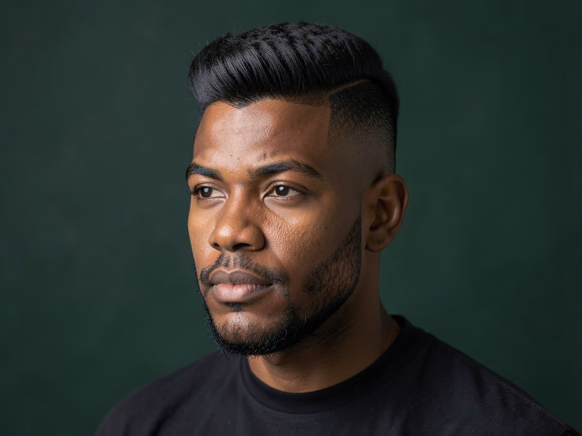 Man with a hipster quiff with stubble