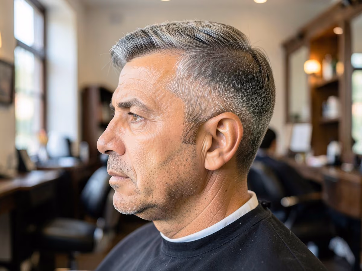 Man with a hipster short back and sides