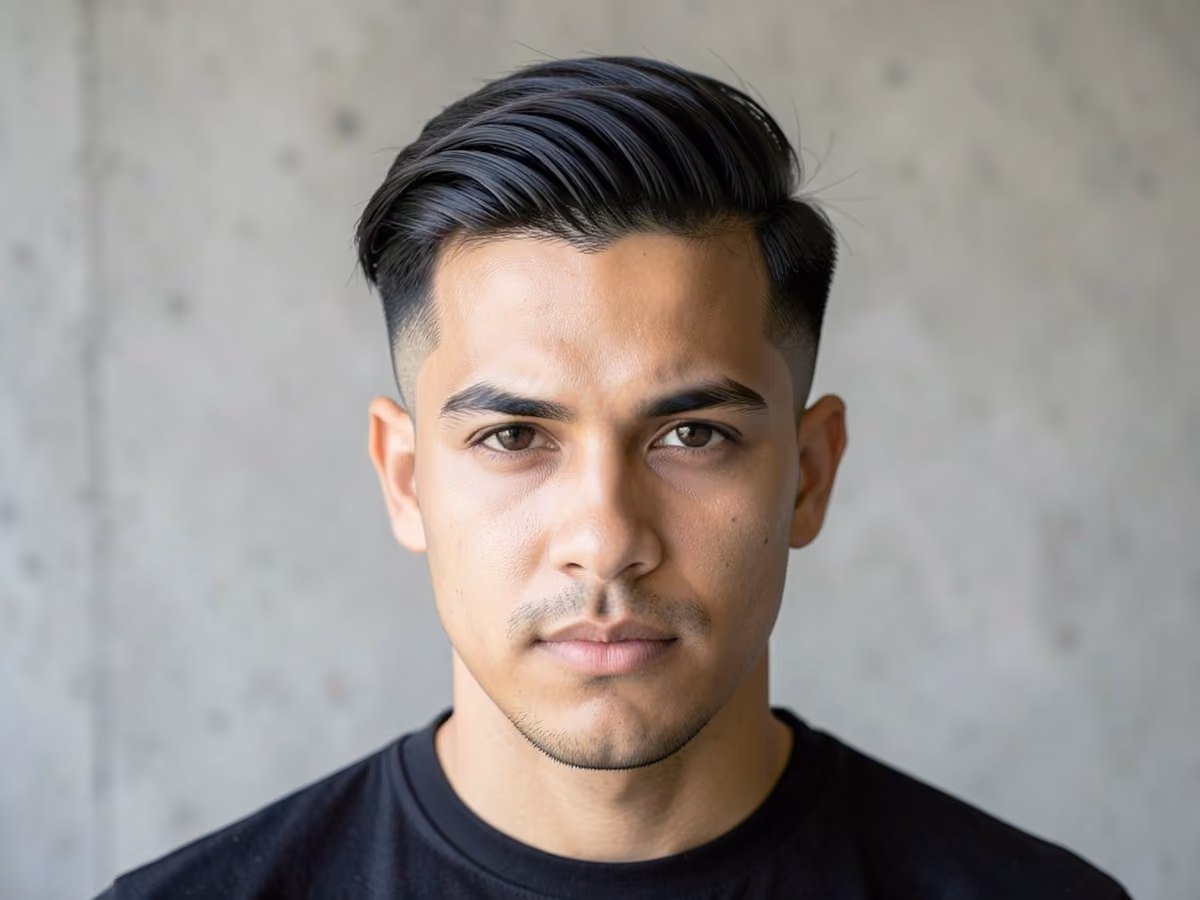 Man with a hipster side swept undercut