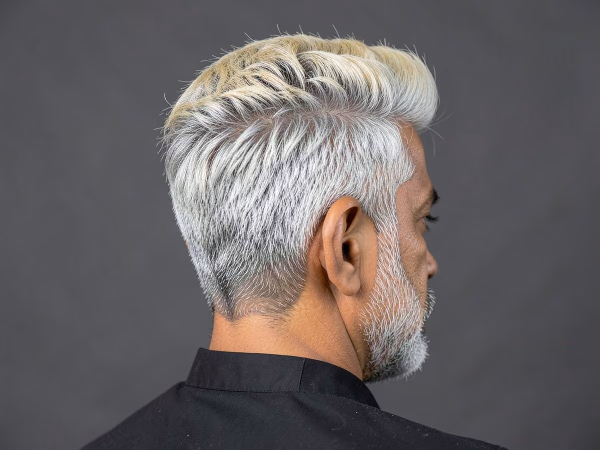 Man with a silver hipster quiff