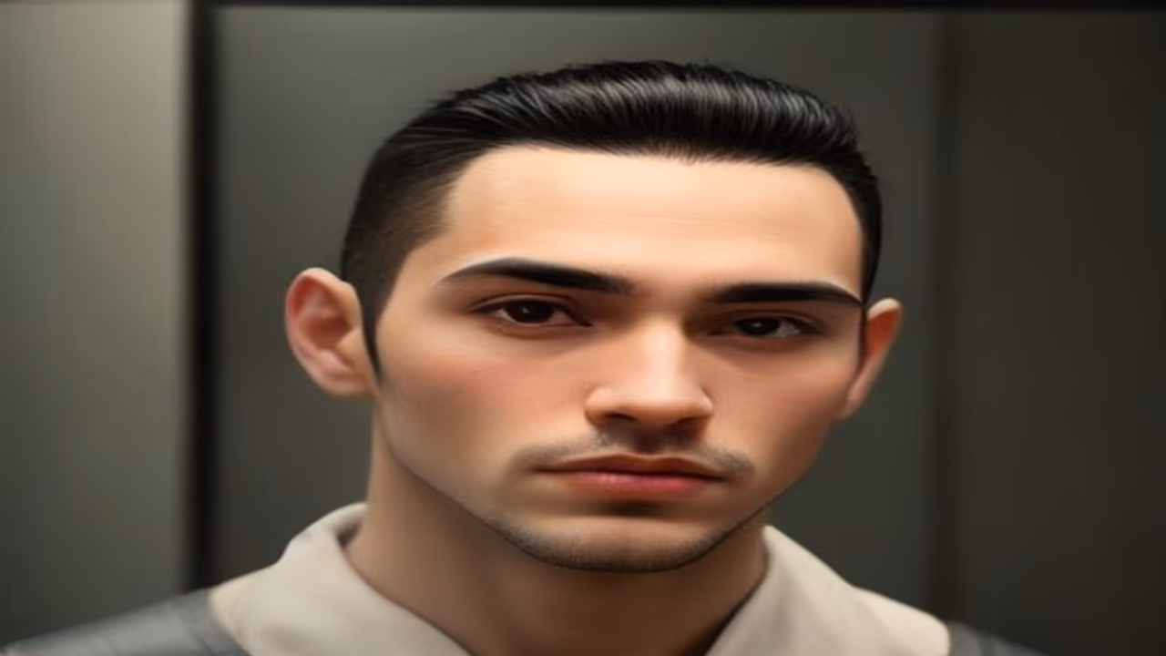Man with a line-up cut too high on the forehead looking in mirror — high line-up fix guide