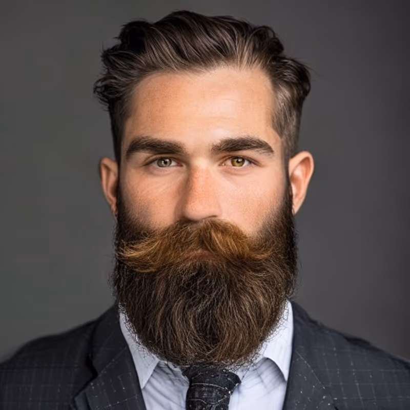 Ivy League with Beard hairstyle for men 2026 — Ivy League variation, best for A fuller, more mature look, modern barbering by Master Stylist Jessica Hamilton