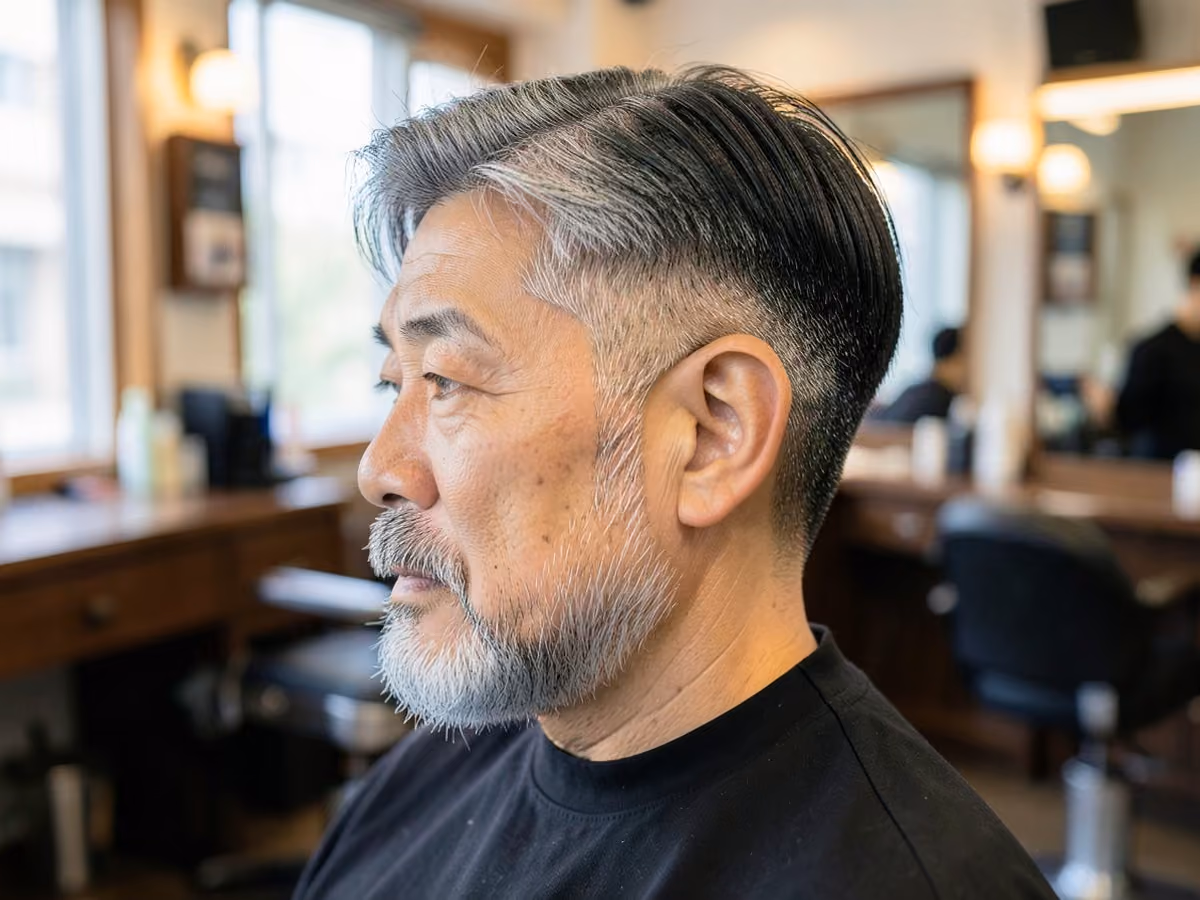 Man with an asian layered haircut