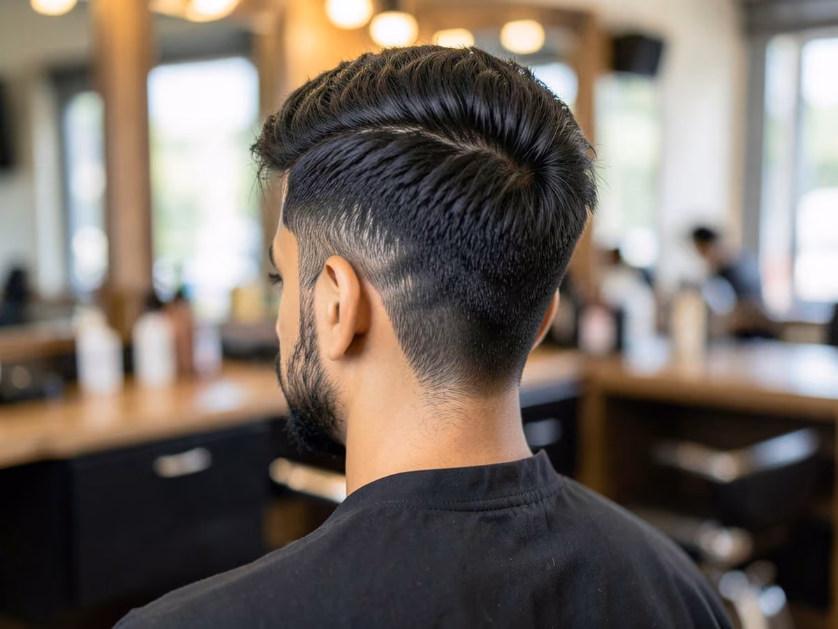 Man with a layered brush up haircut
