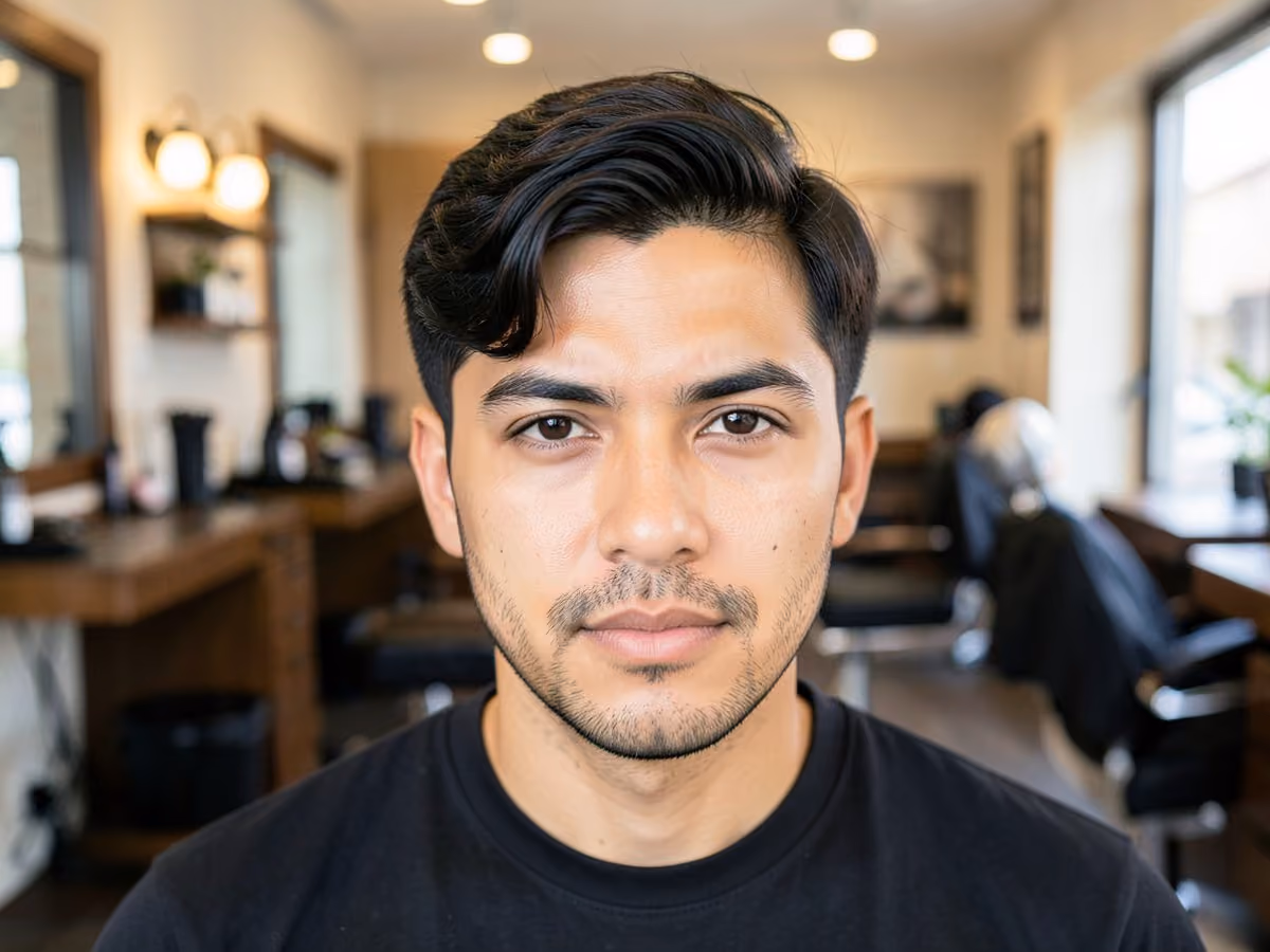 Man with a layered comma hair
