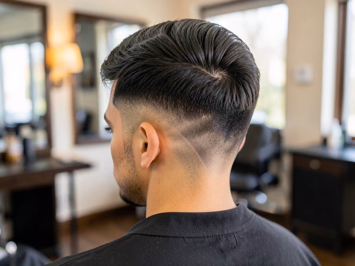 Man with a layered drop fade