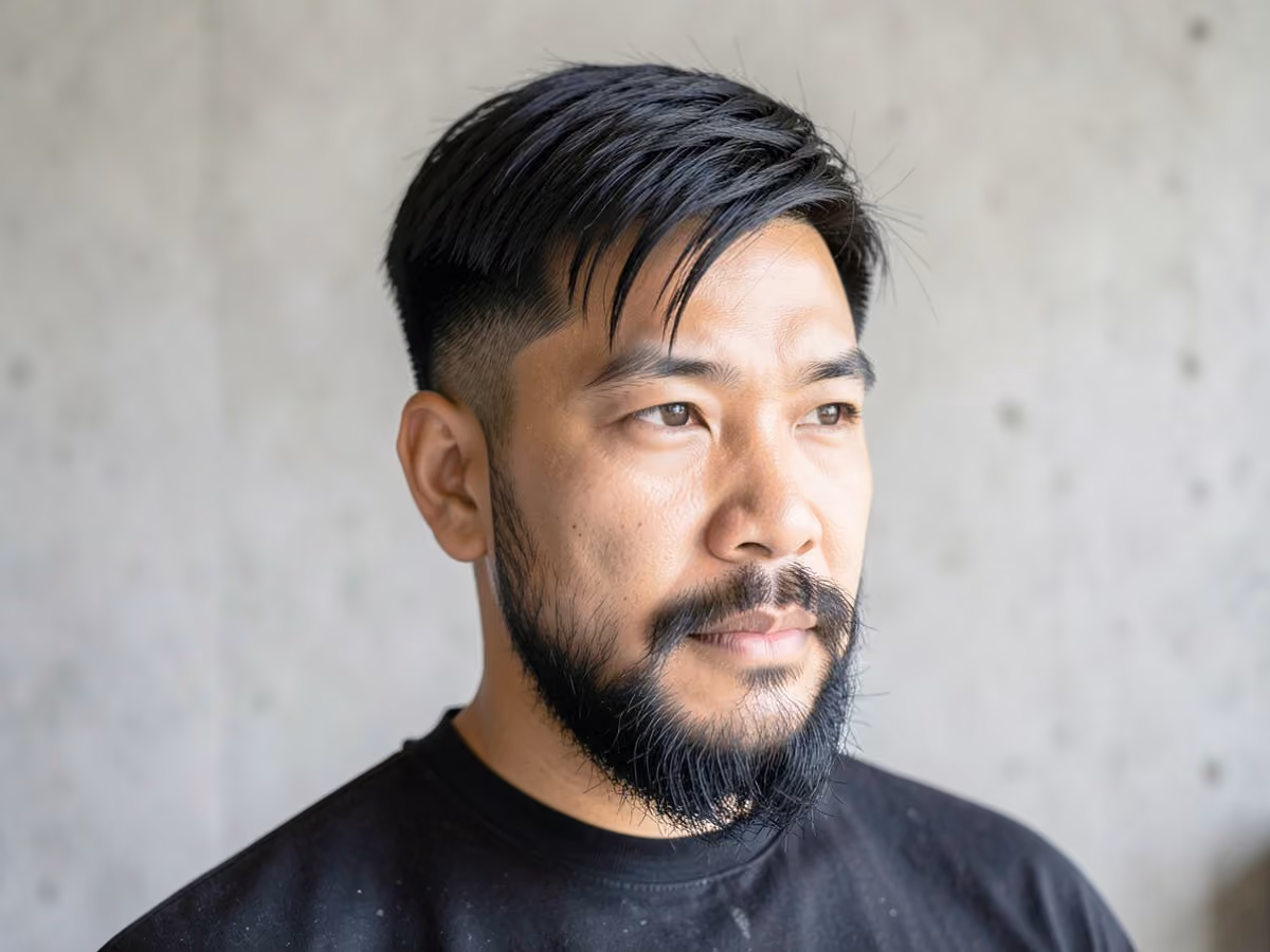 Man with a layered french crop haircut