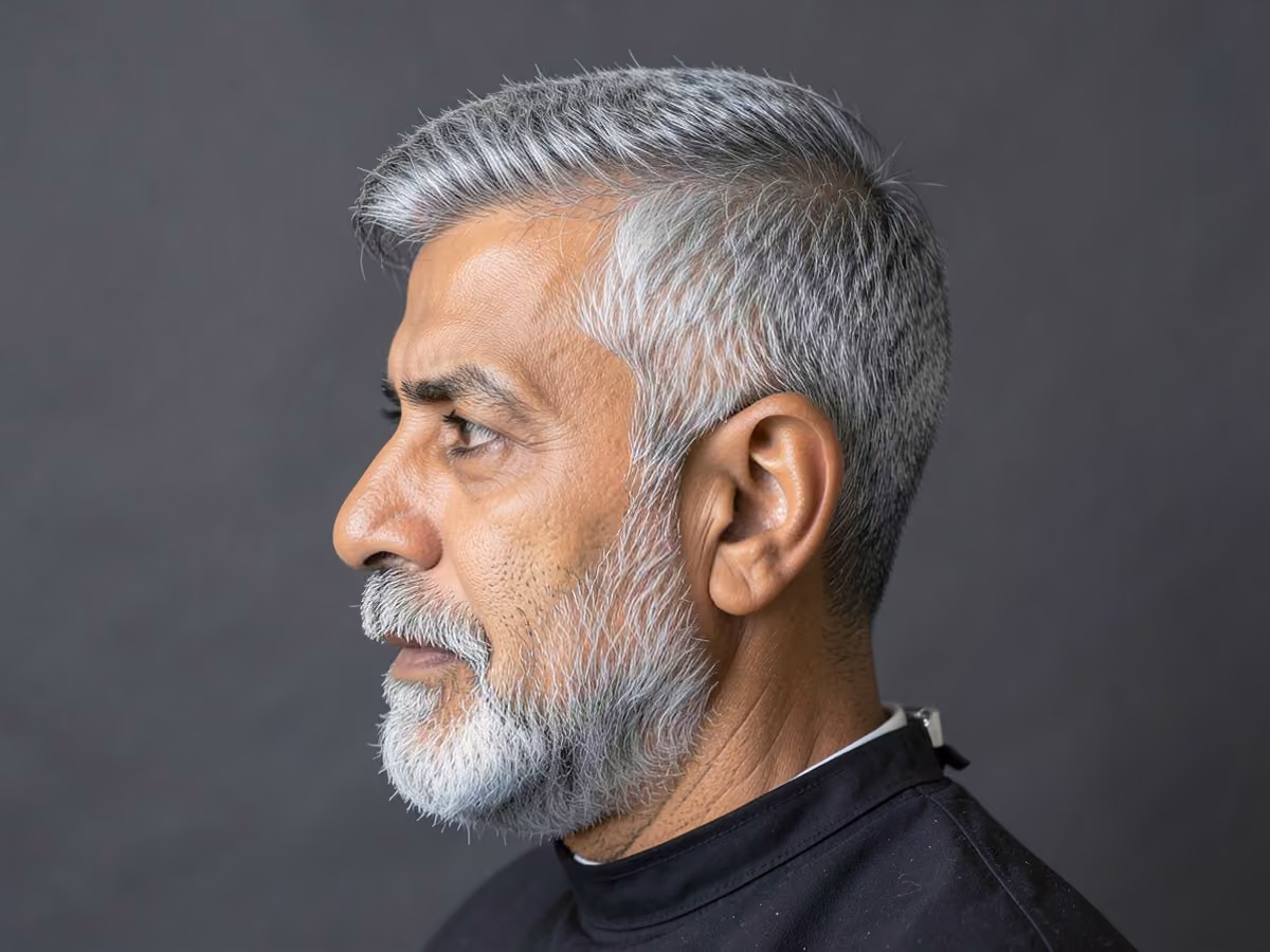 Man with a layered haircut for older men