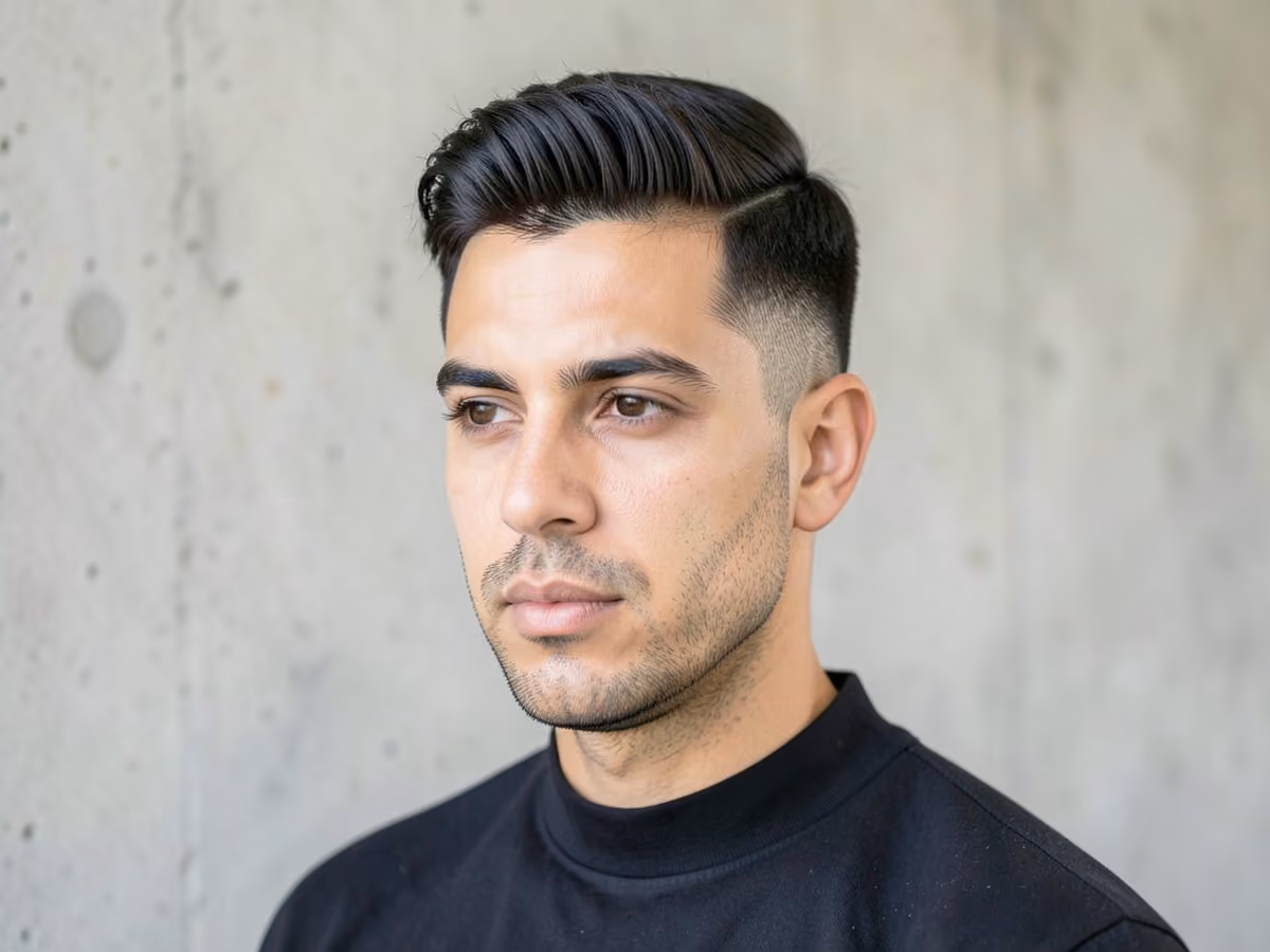 Man with a layered haircut for round face