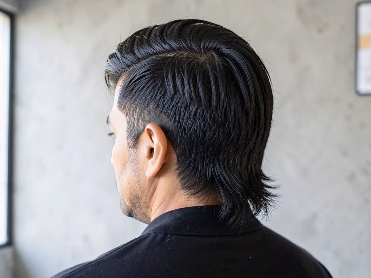 Man with a layered mullet
