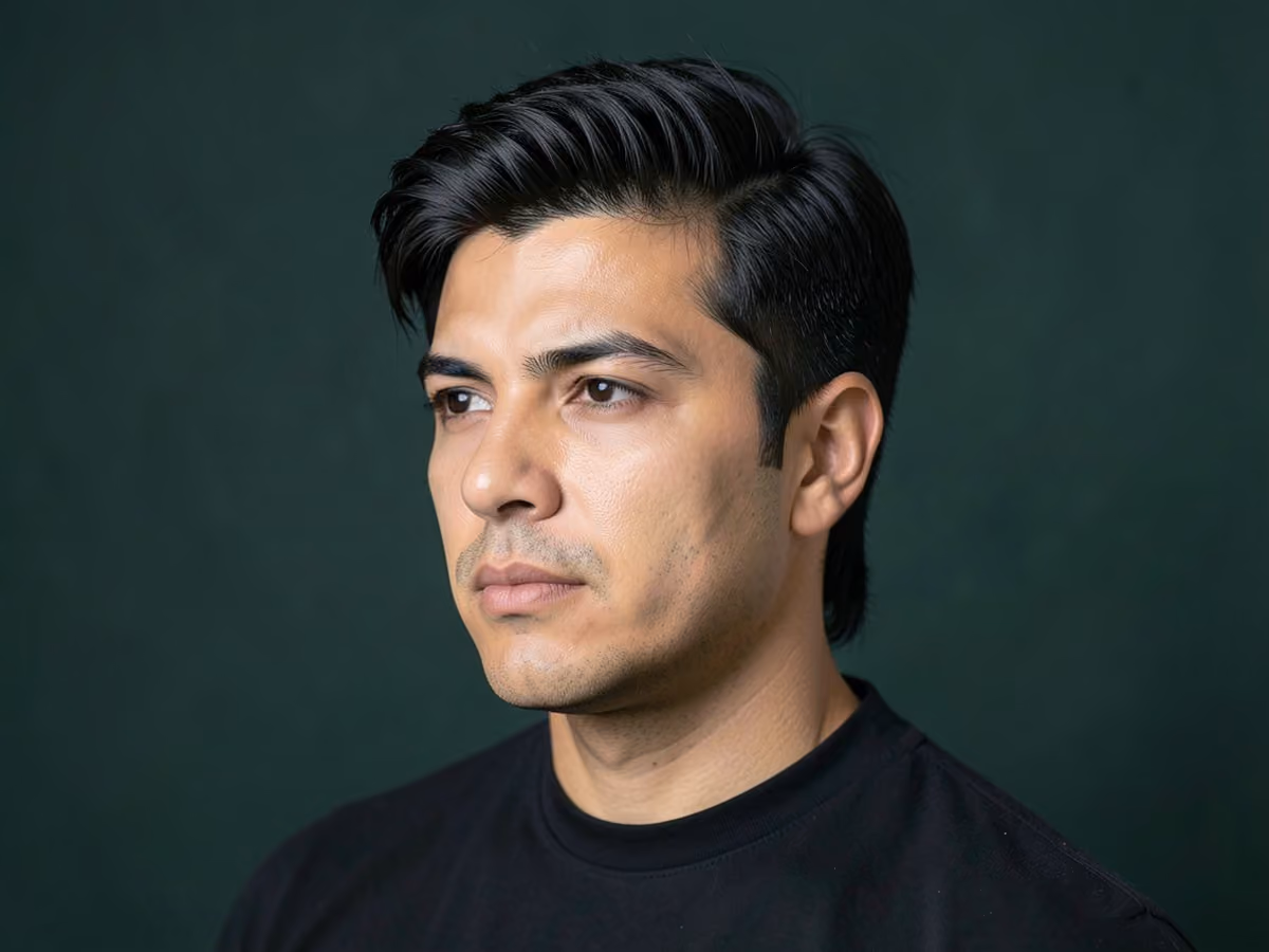 Man with a layered wolf cut