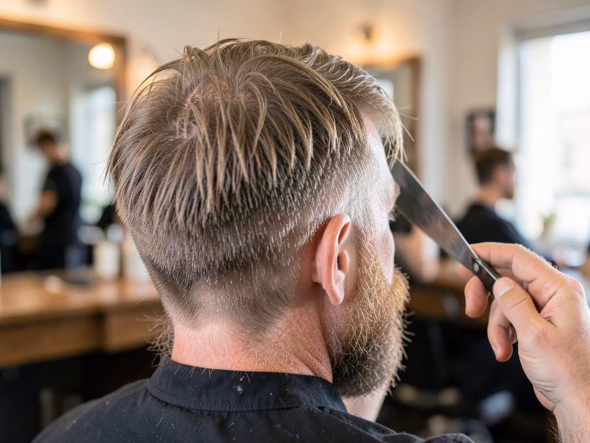 Man with a razor cut layers
