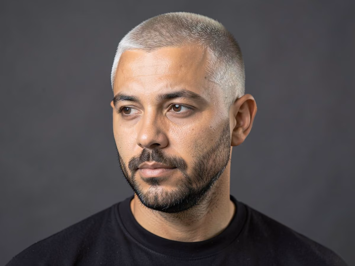 Man with an edge up for straight hair