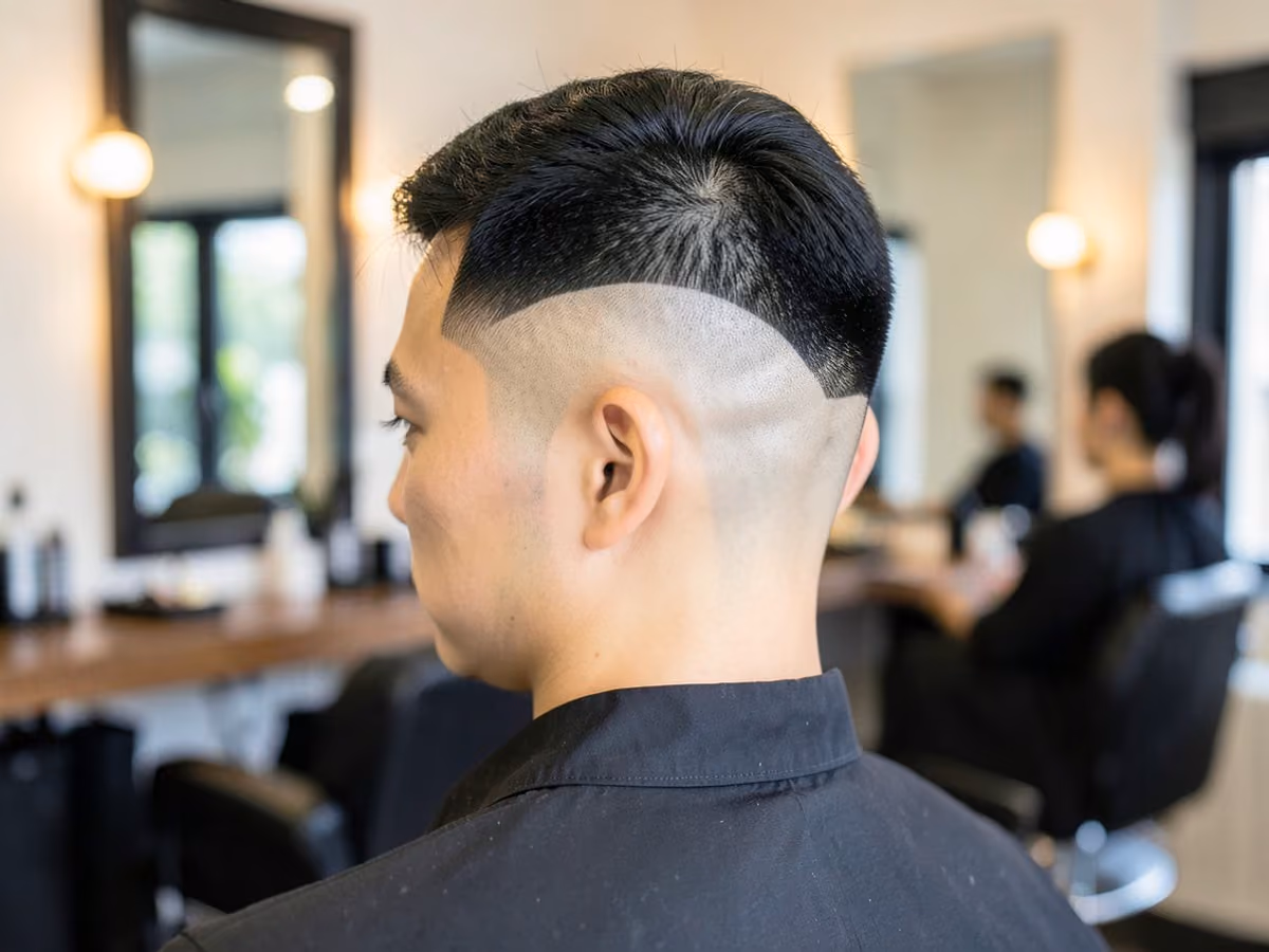 Man with a line up with burst fade
