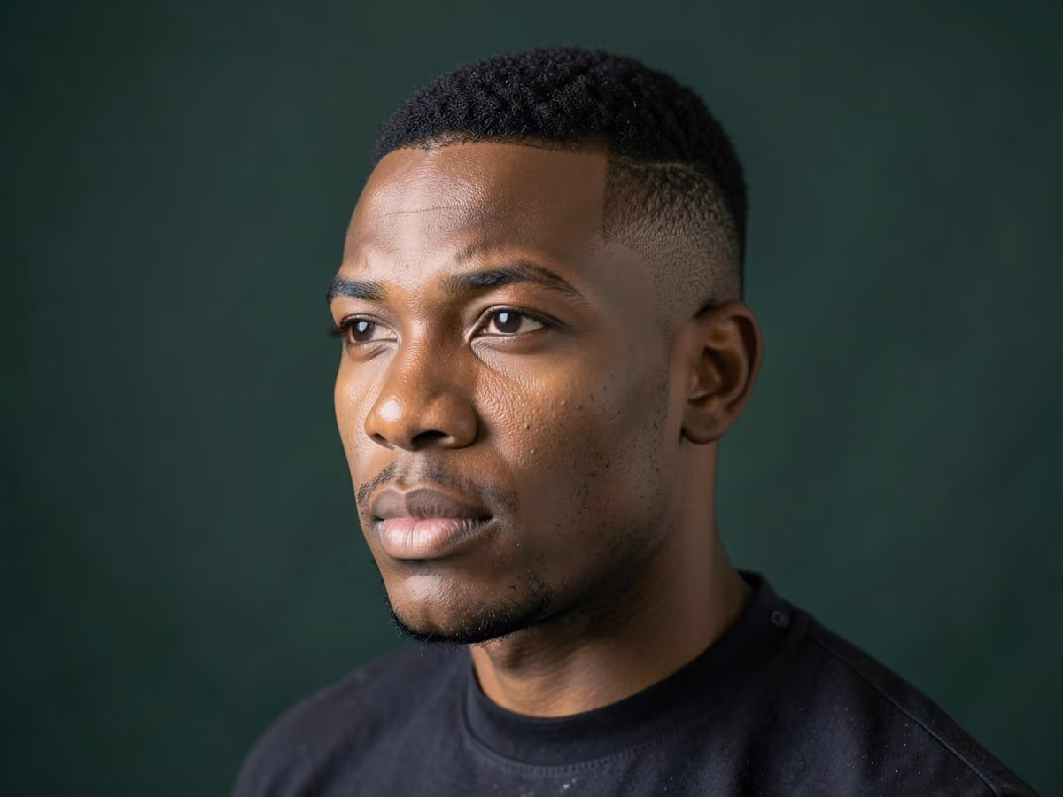 Man with a soft shape up for thin hair