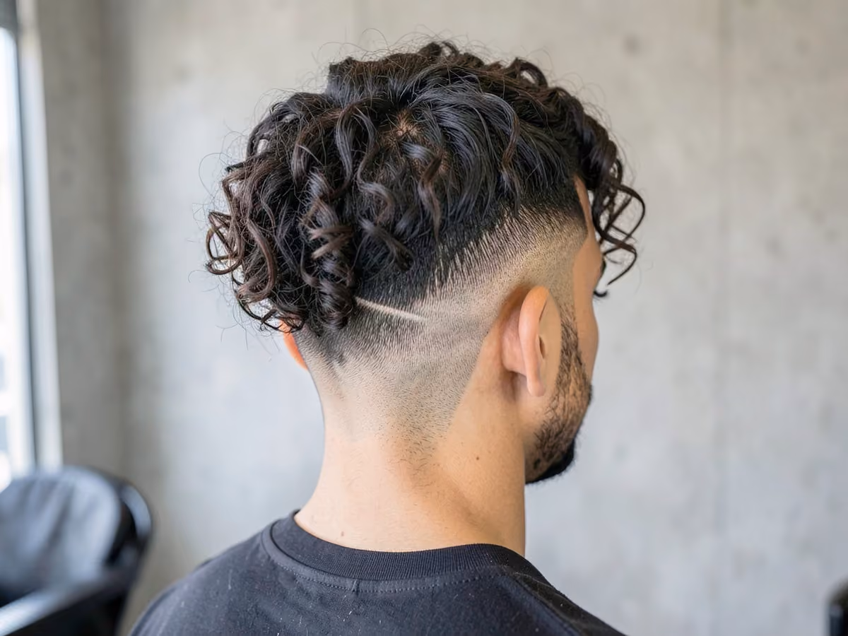 Man with a long curls with nape undercut