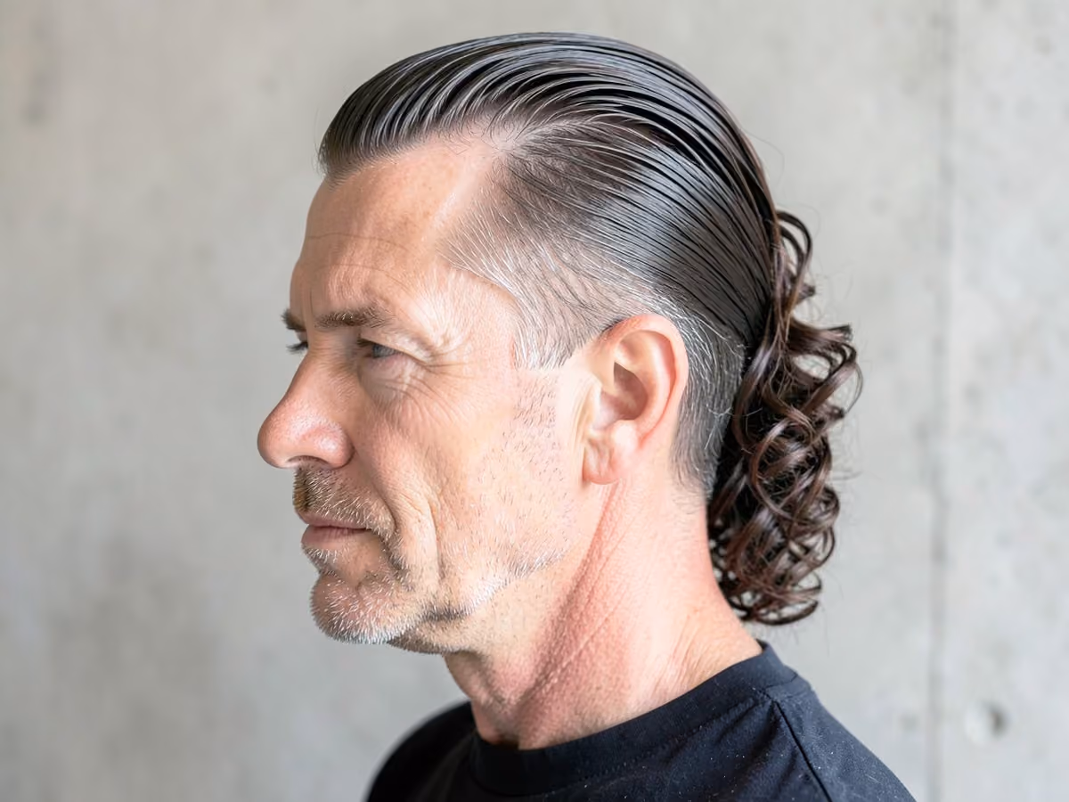 Man with a long curly slick back