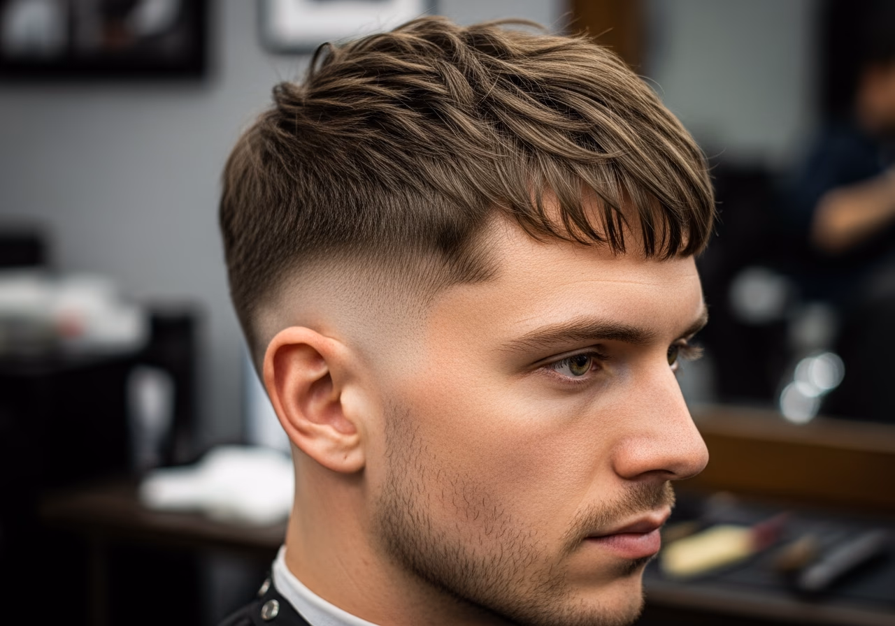 Maximum Width Layered Crop hairstyle for men 2026 — haircuts for long faces variation, best for long faces + all hair types, modern barbering by Master Stylist Jessica Hamilton