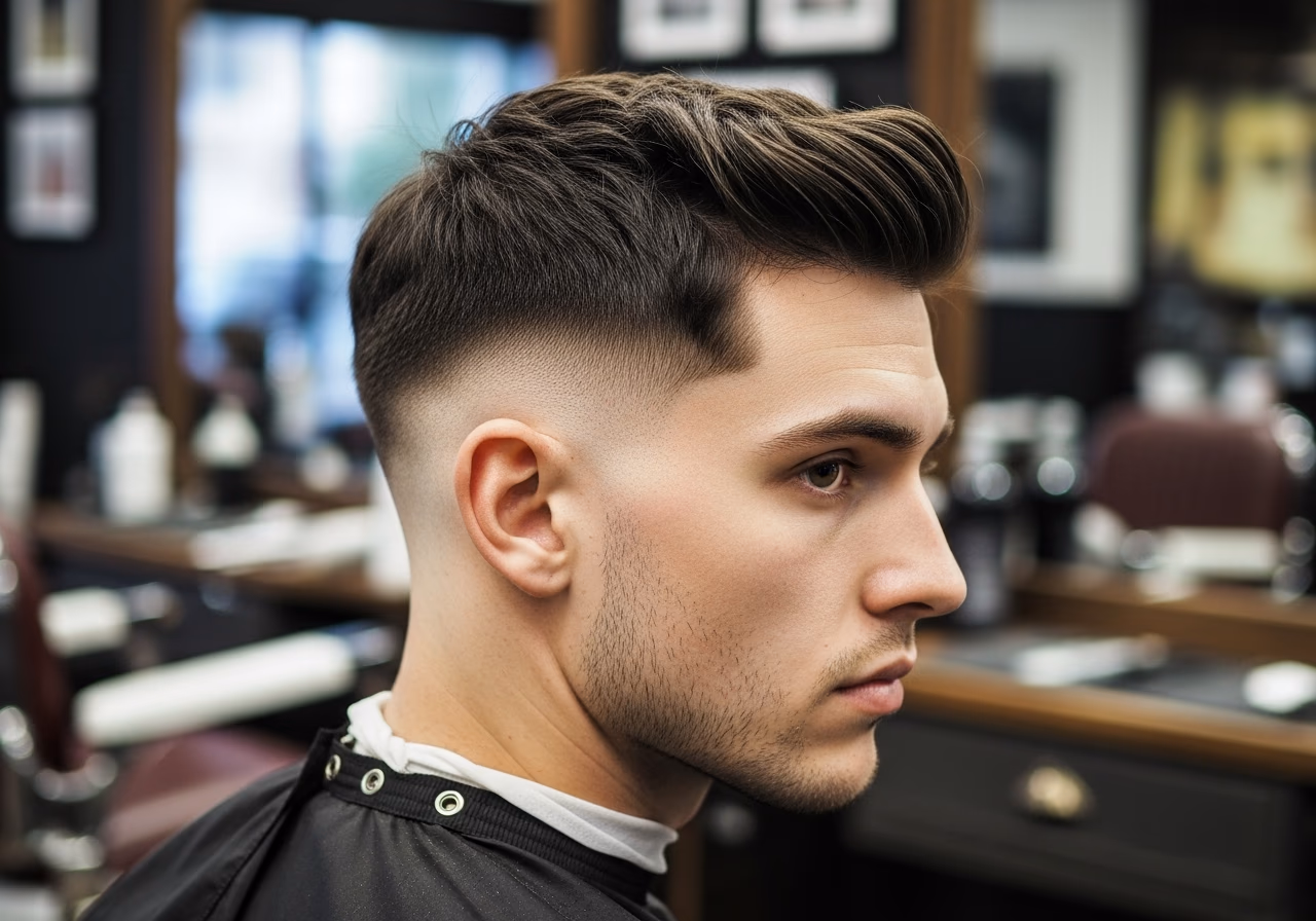 Rounded Side Part Crop hairstyle for men 2026 — haircuts for long faces variation, best for long faces + straight hair, modern barbering by Master Stylist Jessica Hamilton