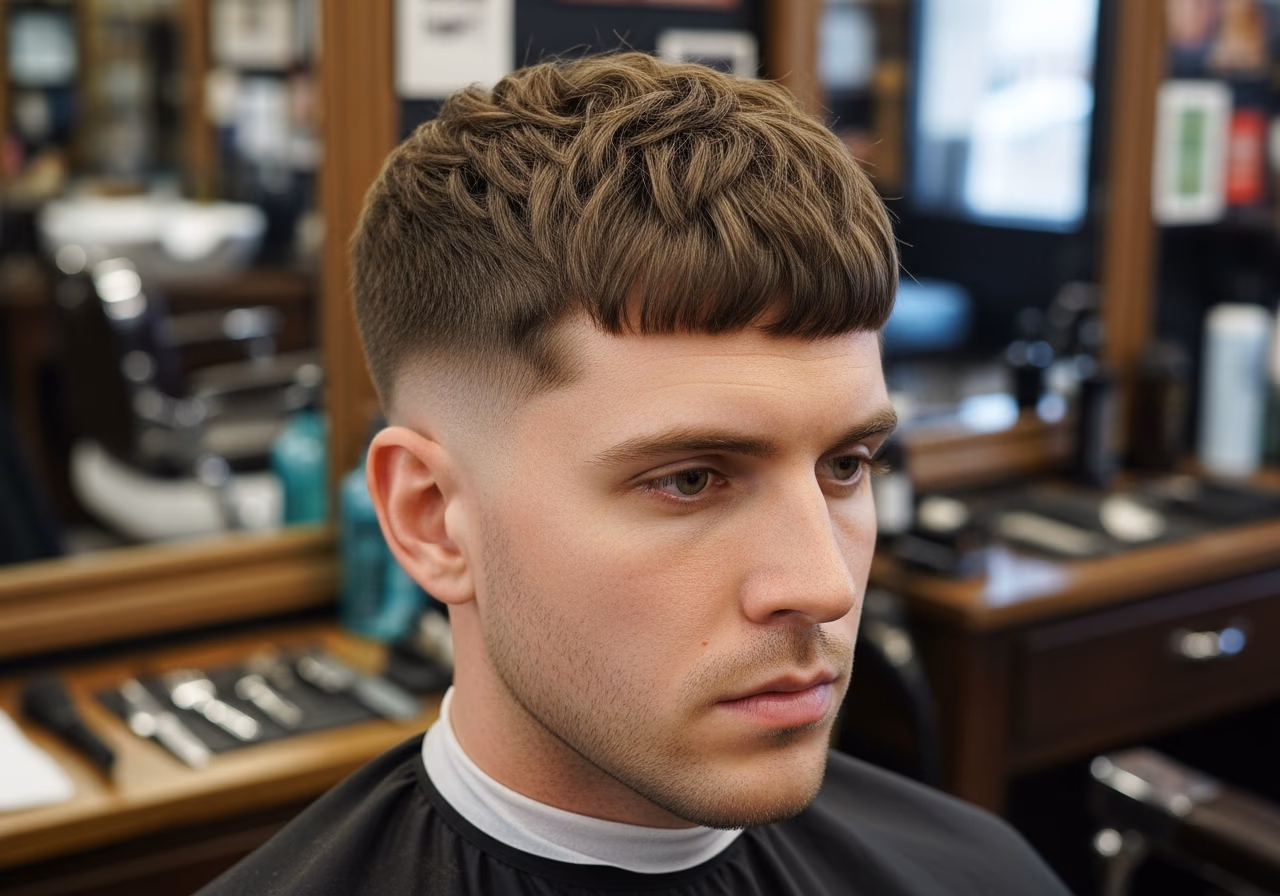 Rounded Textured French Crop hairstyle for men 2026 — haircuts for long faces variation, best for long faces + wavy hair, modern barbering by Master Stylist Jessica Hamilton