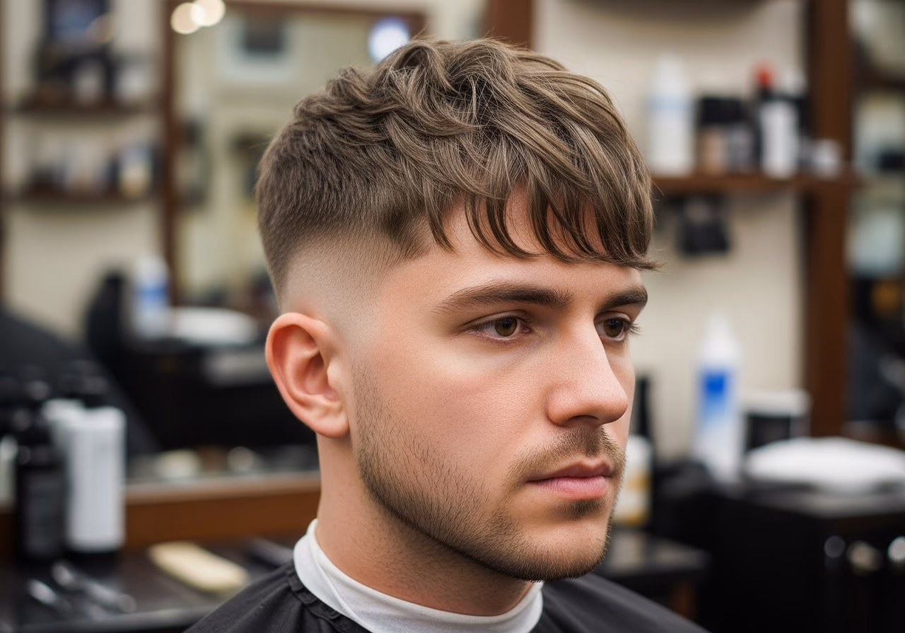 Short Sides Wide Top Layers hairstyle for men 2026 — haircuts for long faces variation, best for long faces + thick hair, modern barbering by Master Stylist Jessica Hamilton
