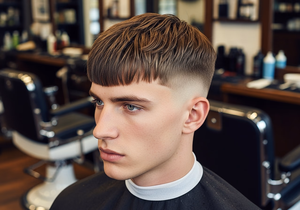 Wide Fringe Undercut hairstyle for men 2026 — haircuts for long faces variation, best for long faces + thick hair, modern barbering by Master Stylist Jessica Hamilton