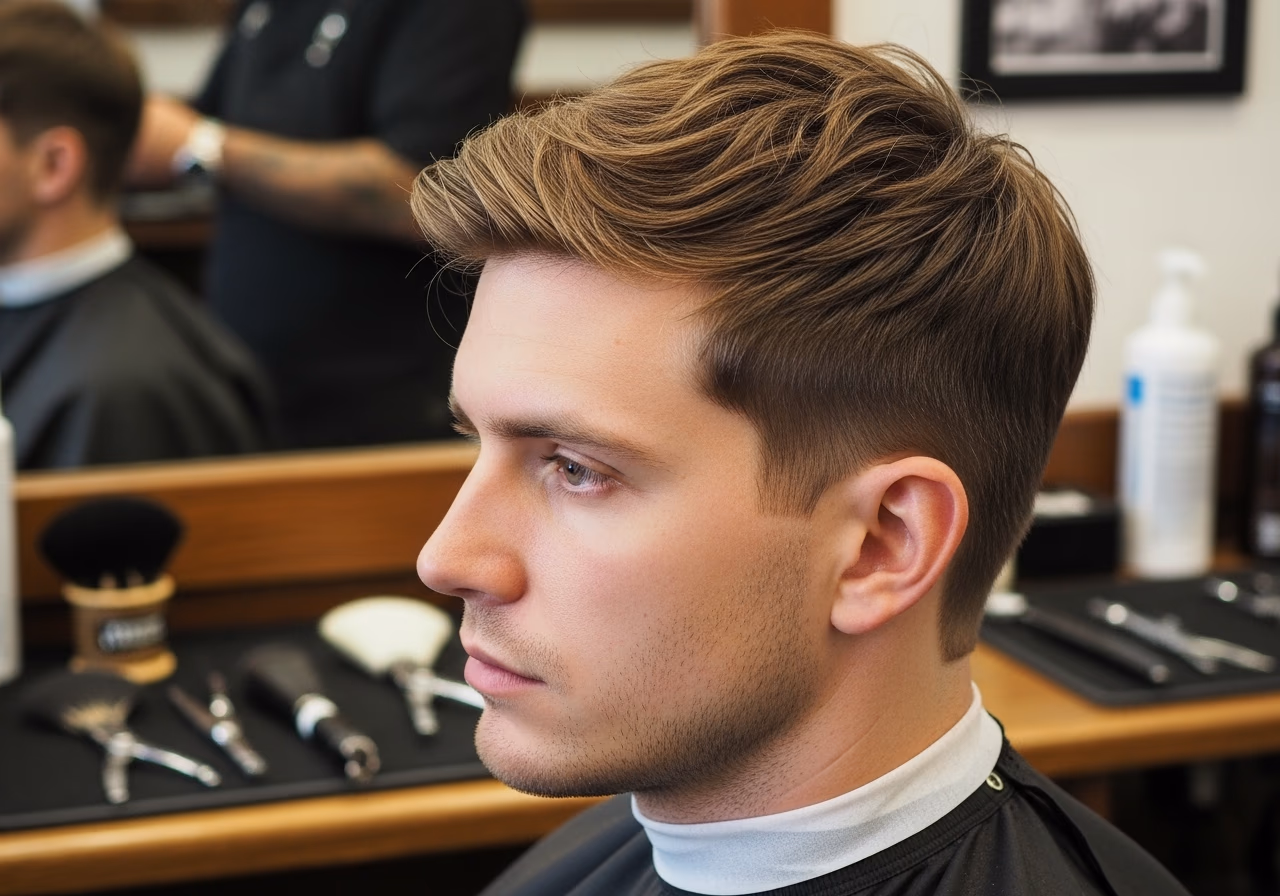 Wide Mop Taper hairstyle for men 2026 — haircuts for long faces variation, best for long faces + wavy hair, modern barbering by Master Stylist Jessica Hamilton