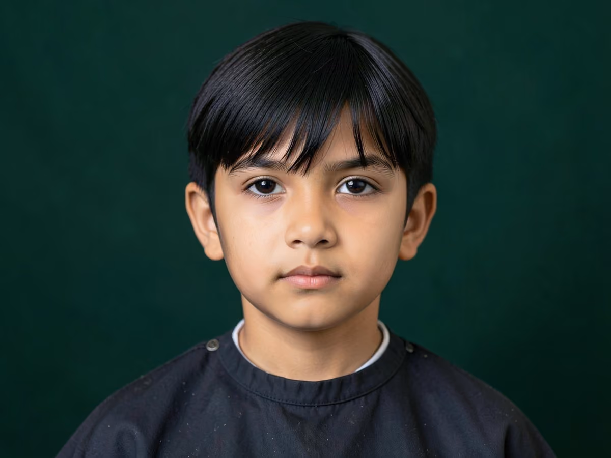 Boy with a boys bob haircut