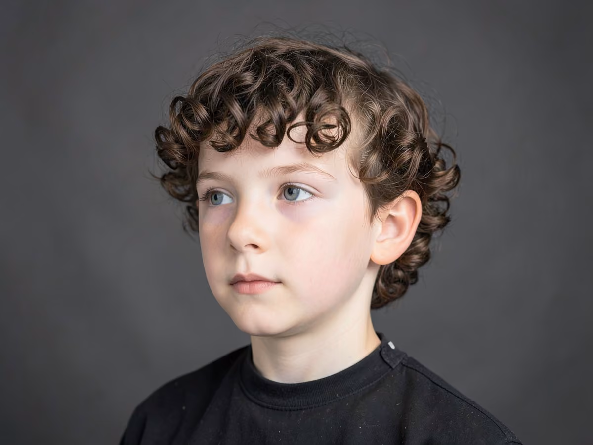 Boy with a boys long curly hair