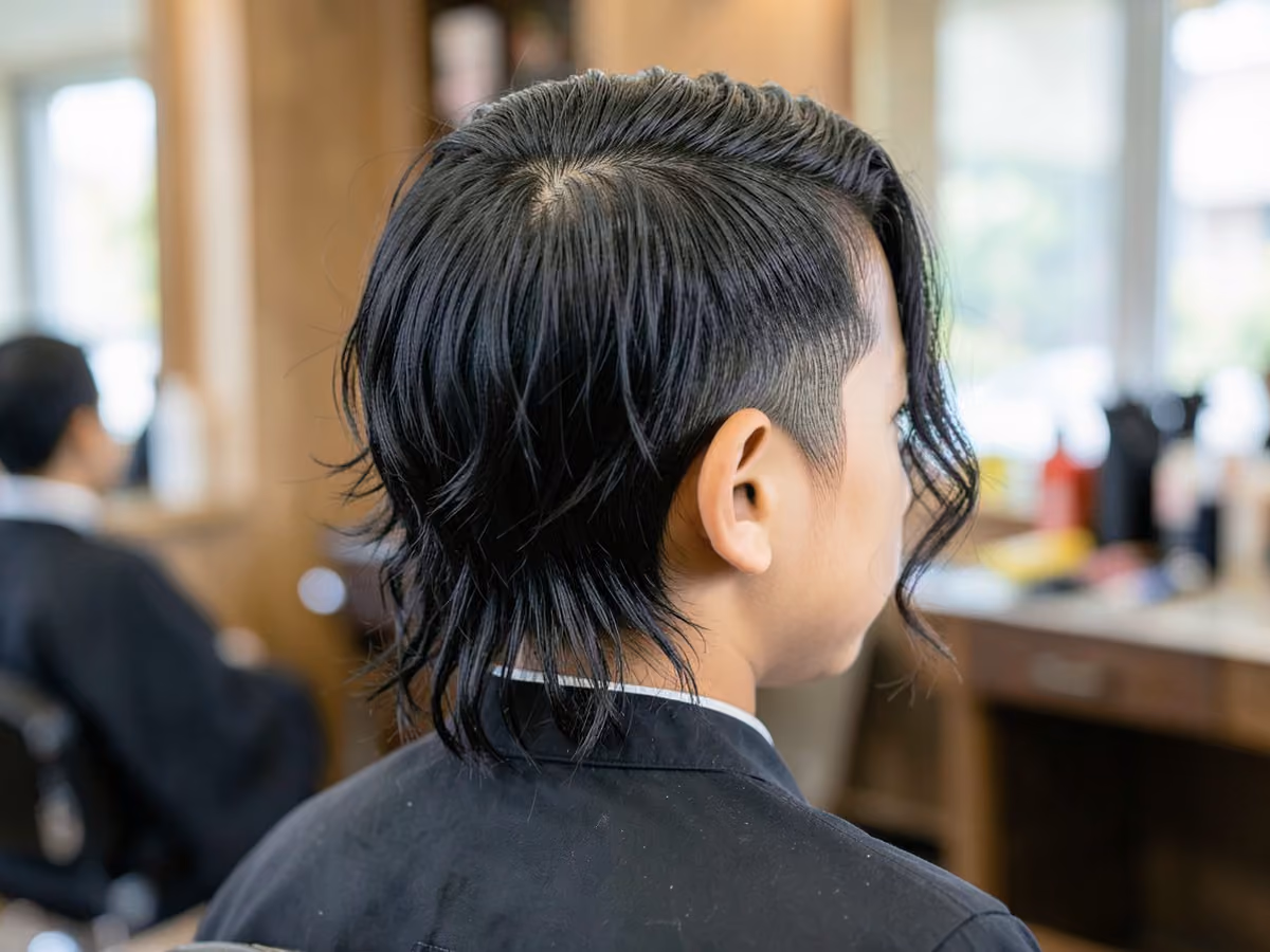 Boy with a boys long mullet