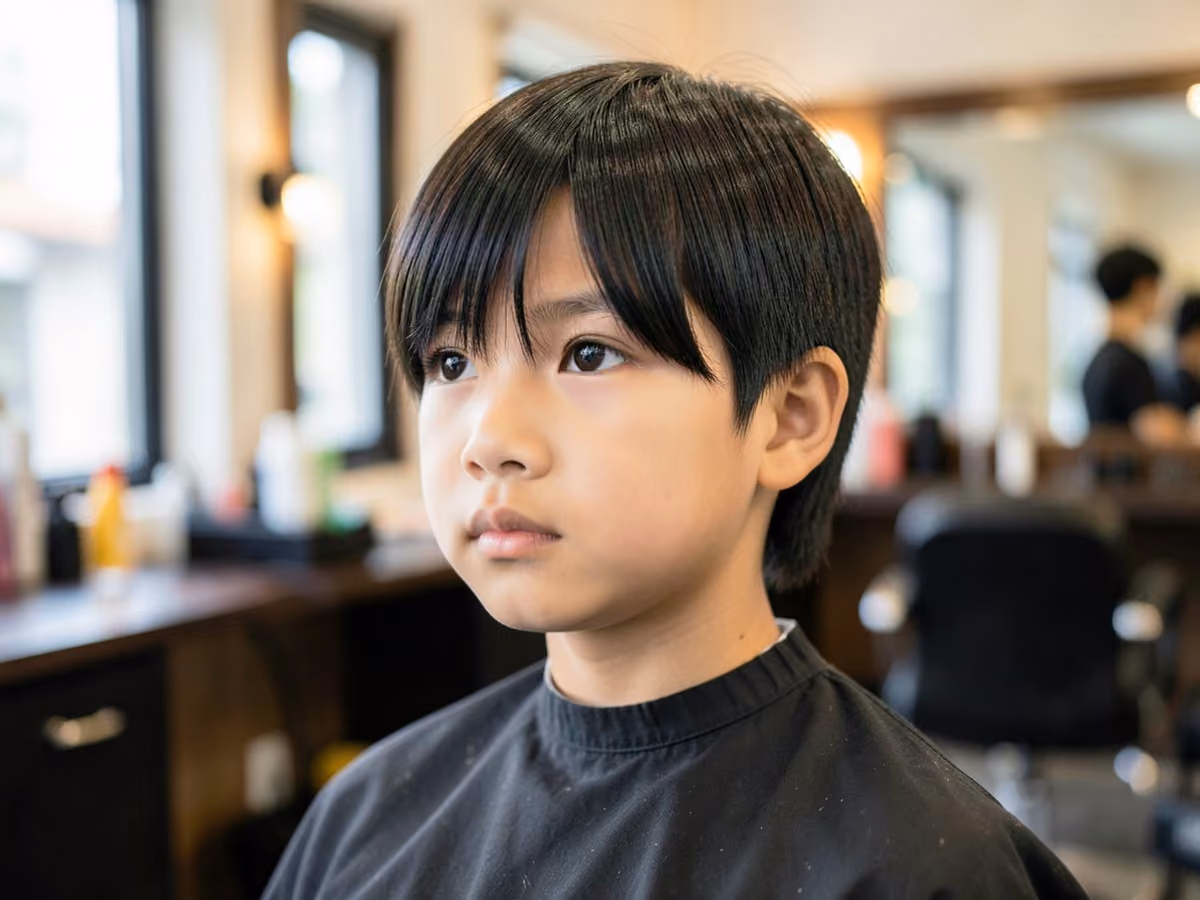 Boy with a boys long skater cut