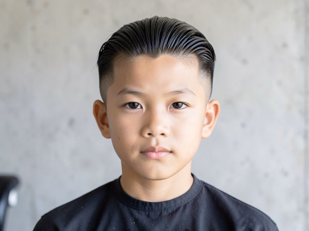 Boy with a boys long slick back