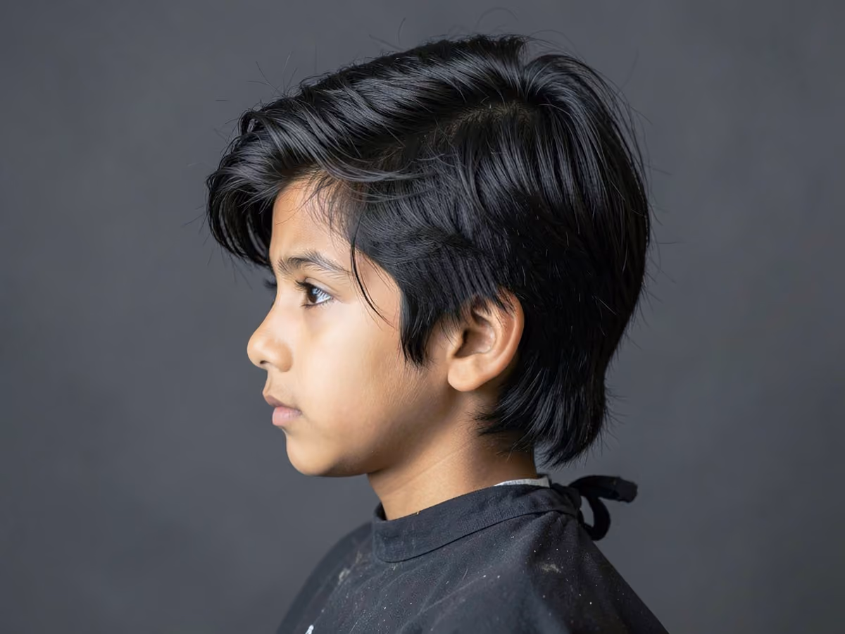 Boy with a boys long thick hair
