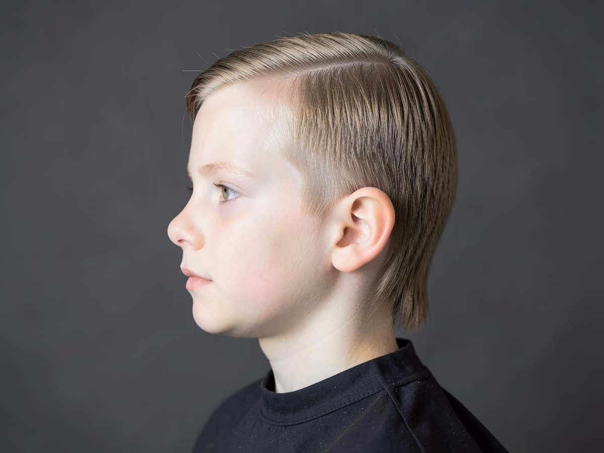 Boy with a boys middle part