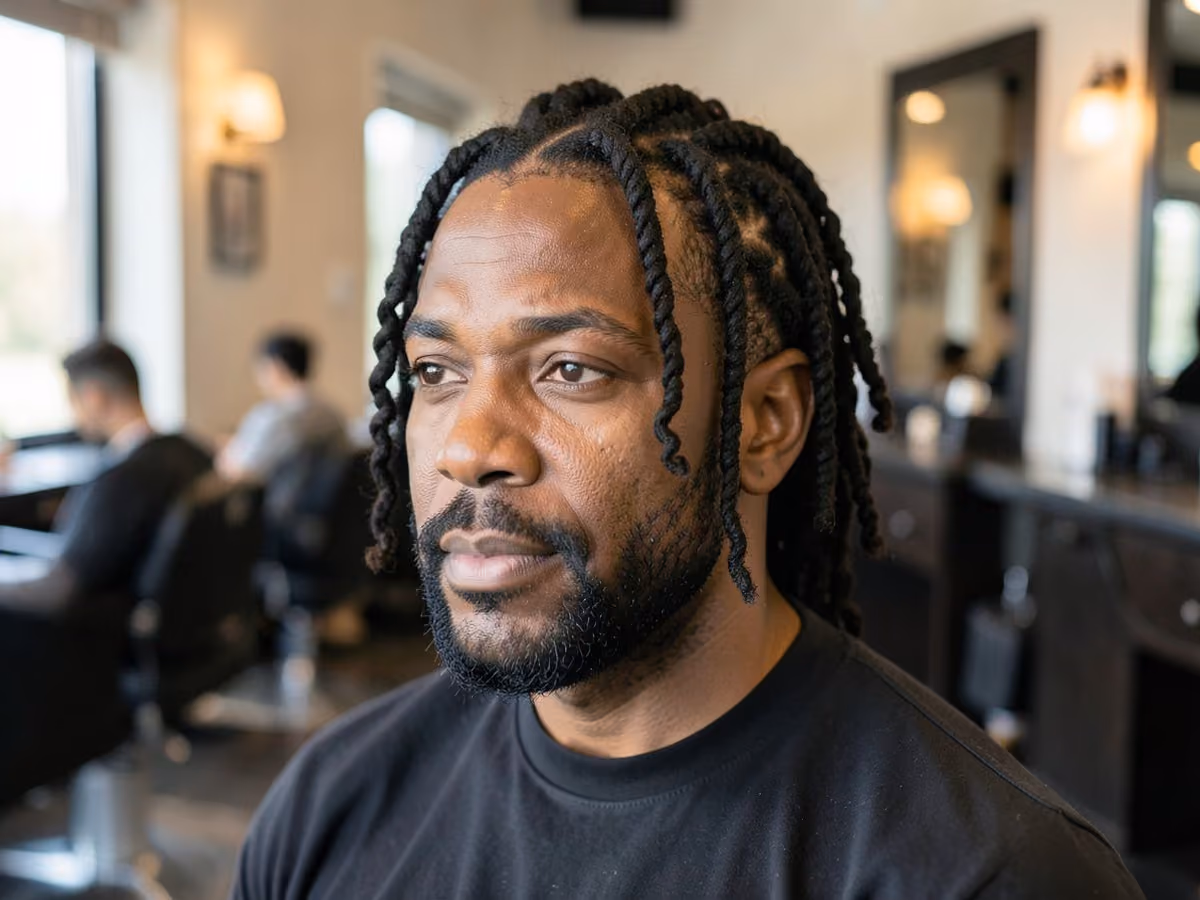 Man with a freeform twists haircut