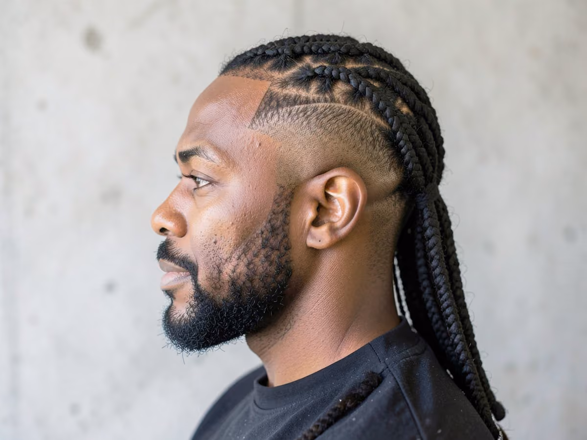 Man with a long braids with undercut