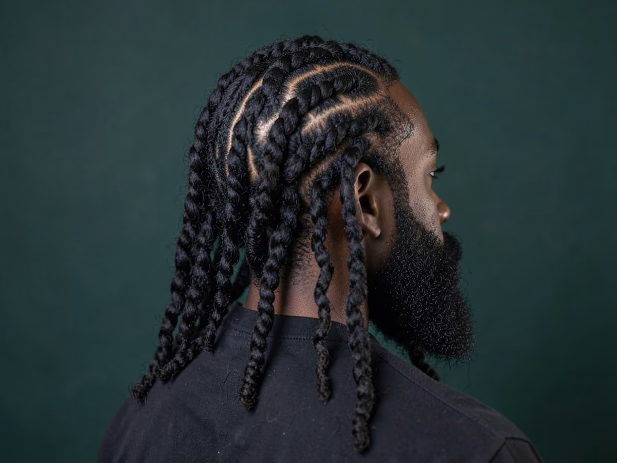 Man with a long twist-out haircut