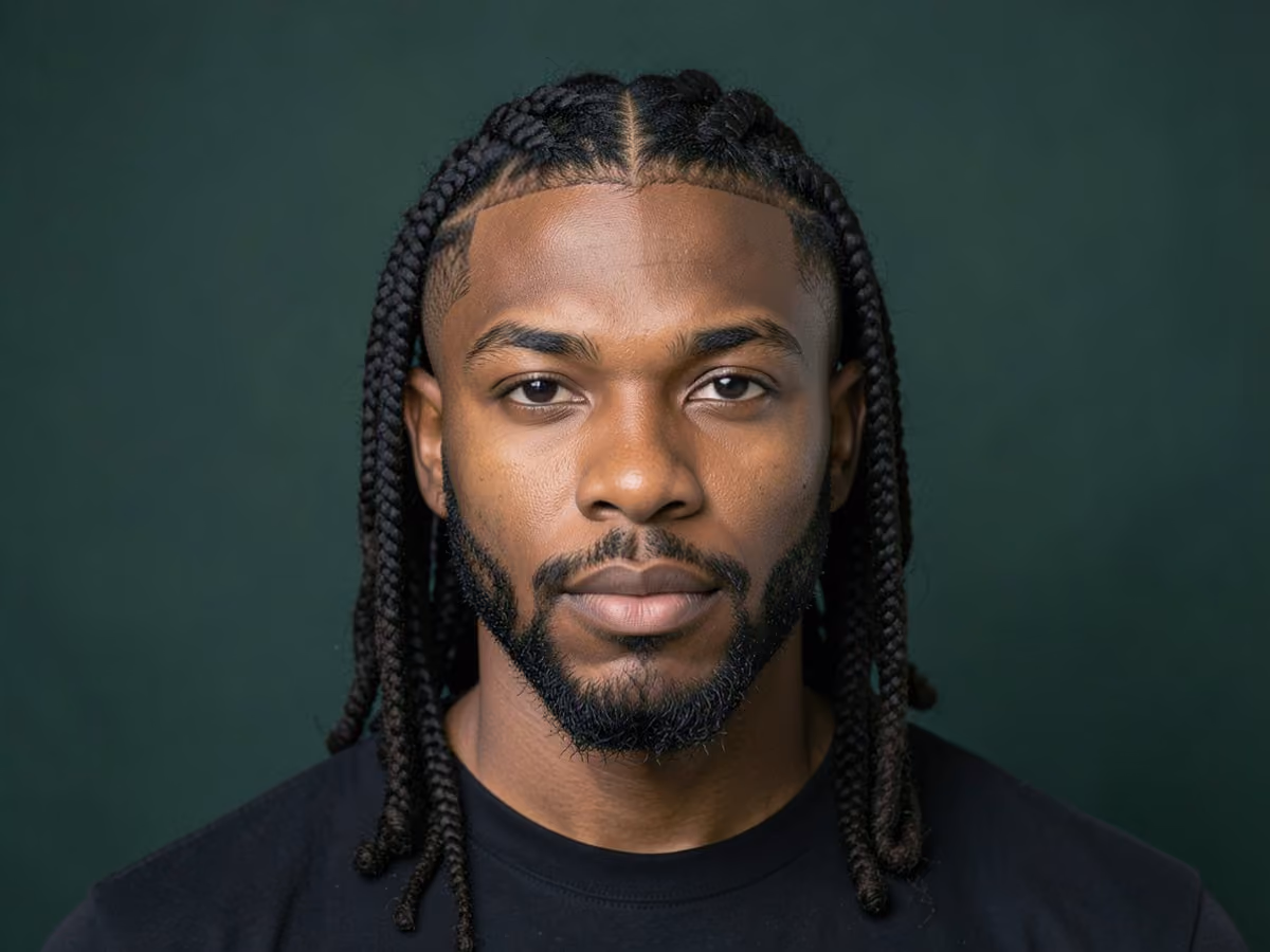 Man with a long twists with low taper haircut