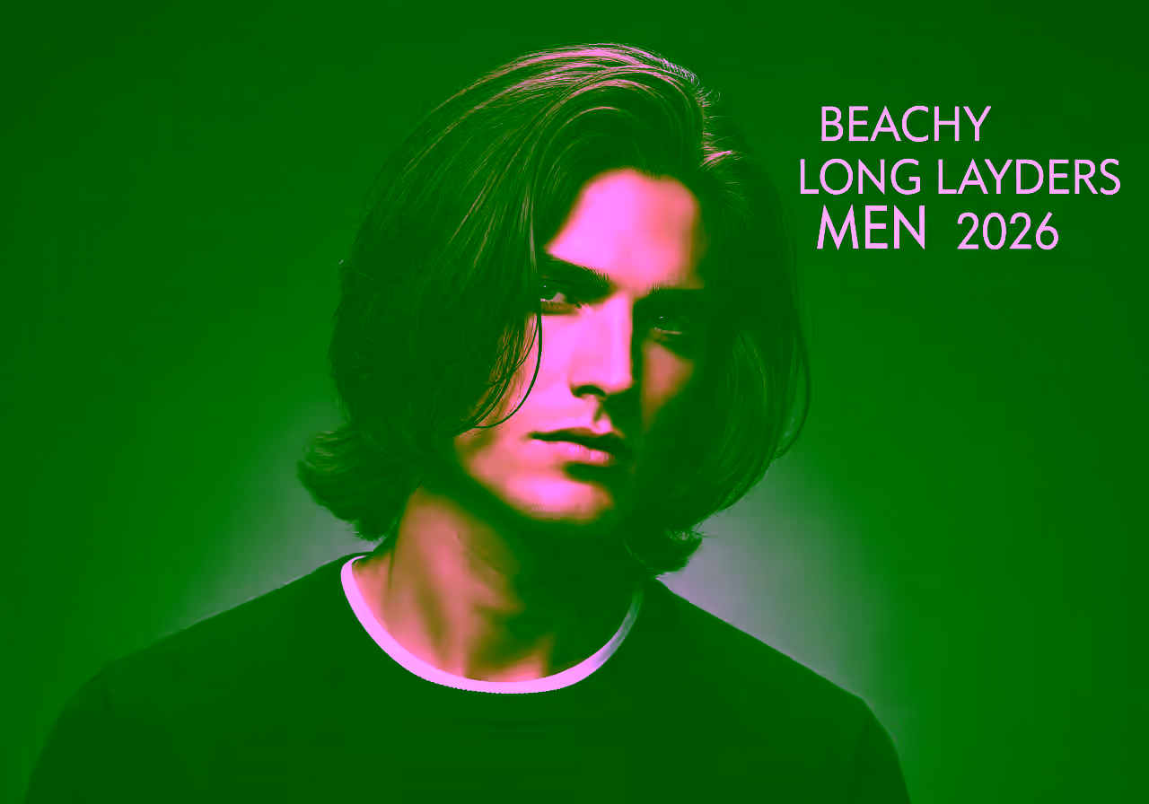 Beachy Long Layers hairstyle for men 2026 — long hairstyles variation, best for all faces + straight to lightly wavy hair, modern barbering by Master Stylist Jessica Hamilton
