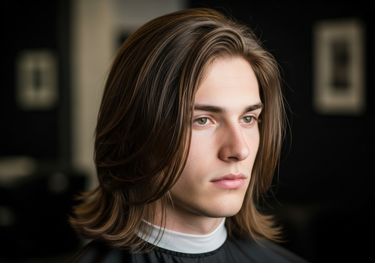 Men's Bro Flow Long Hair 2026 - Relaxed shoulder-length straight hair with natural flow