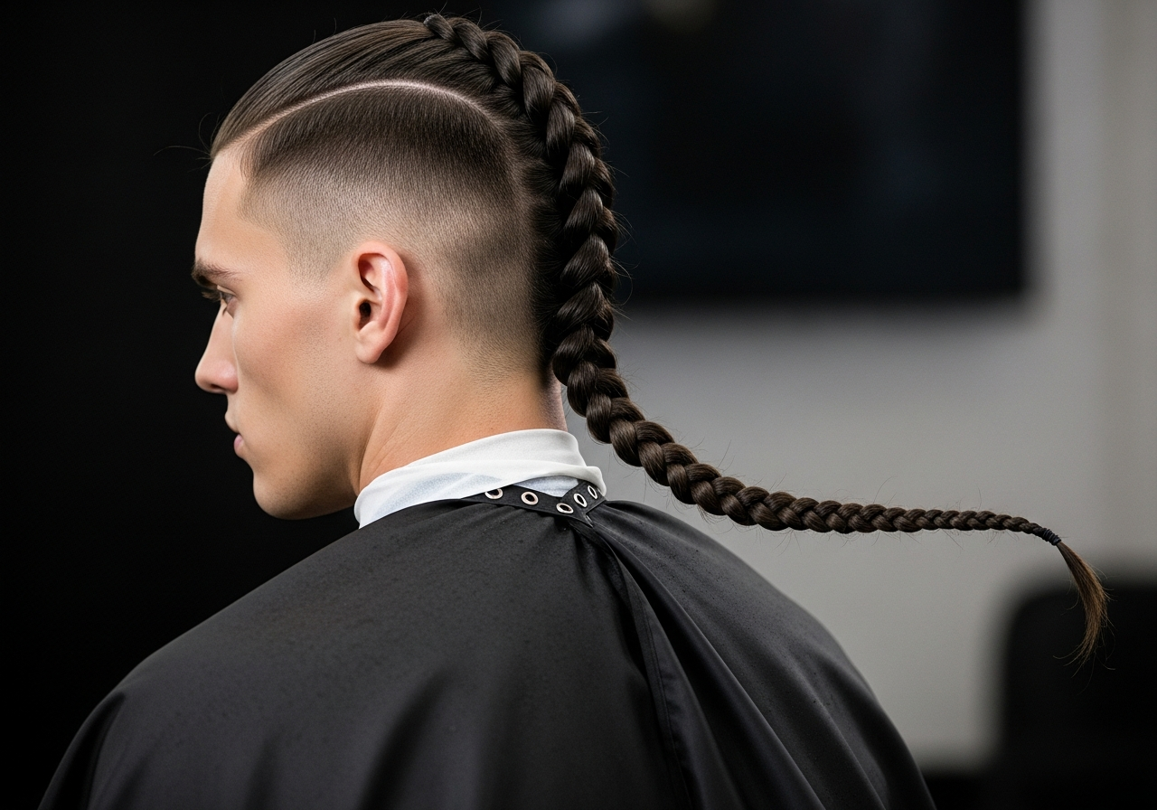 Men's Long Braids Hairstyle 2026 - Shoulder-length straight hair styled in neat single or multiple braids