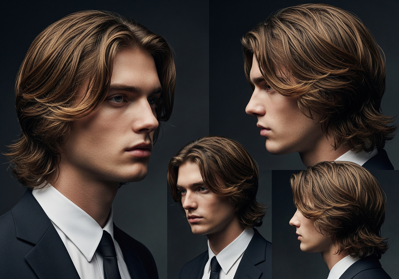 Men's Long Wavy Hair Hairstyle 2026 - Shoulder-length natural waves with long layers for effortless style