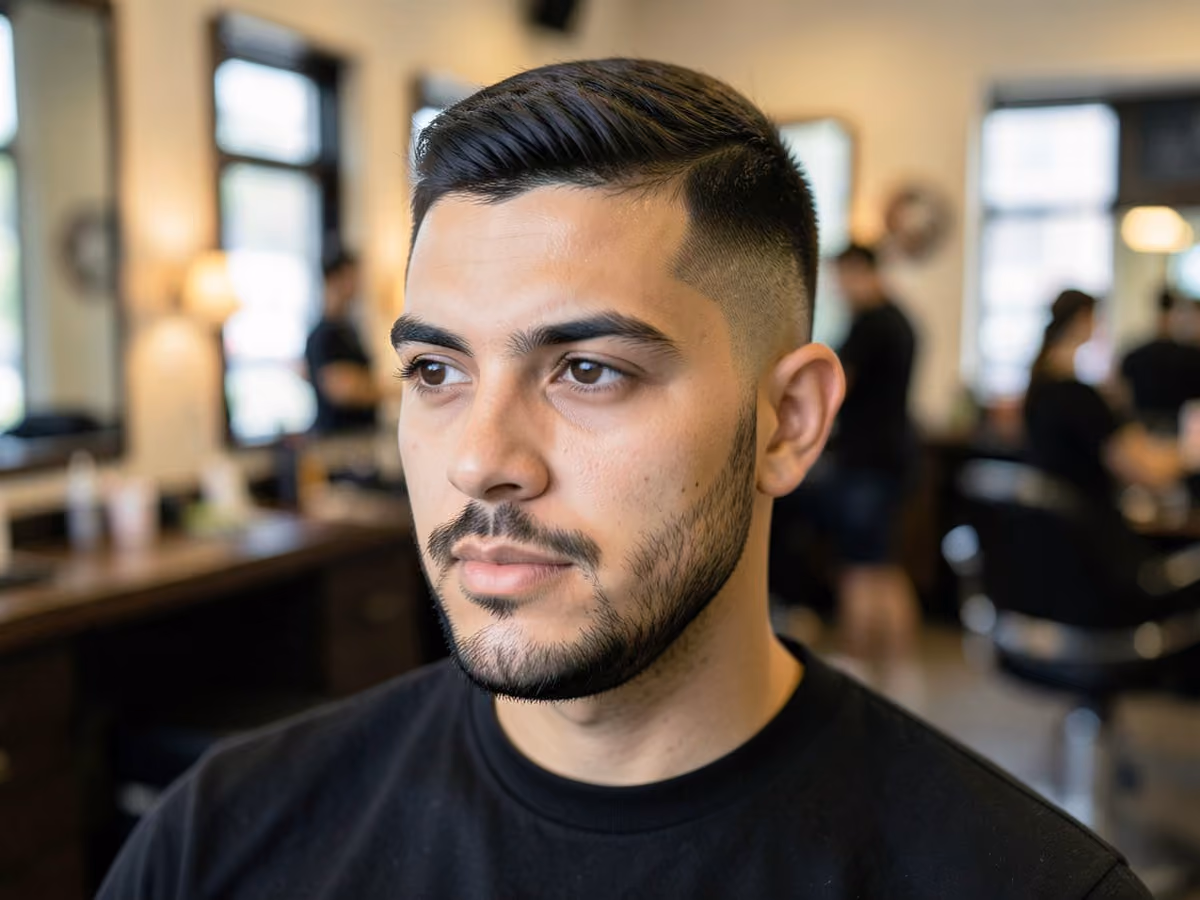Man with a low maintenance college haircut