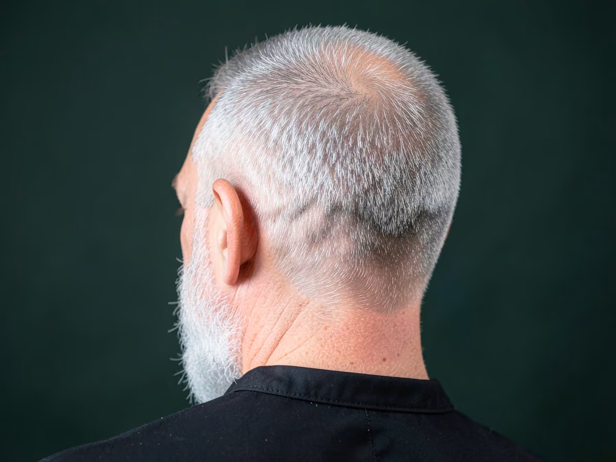 Man with a low maintenance haircut for thin hair