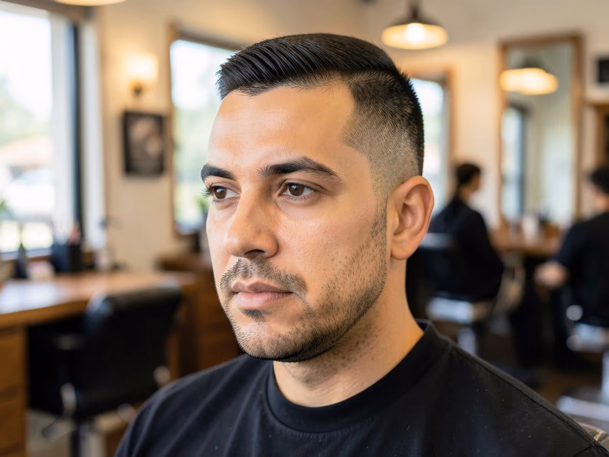 Man with a low maintenance induction cut