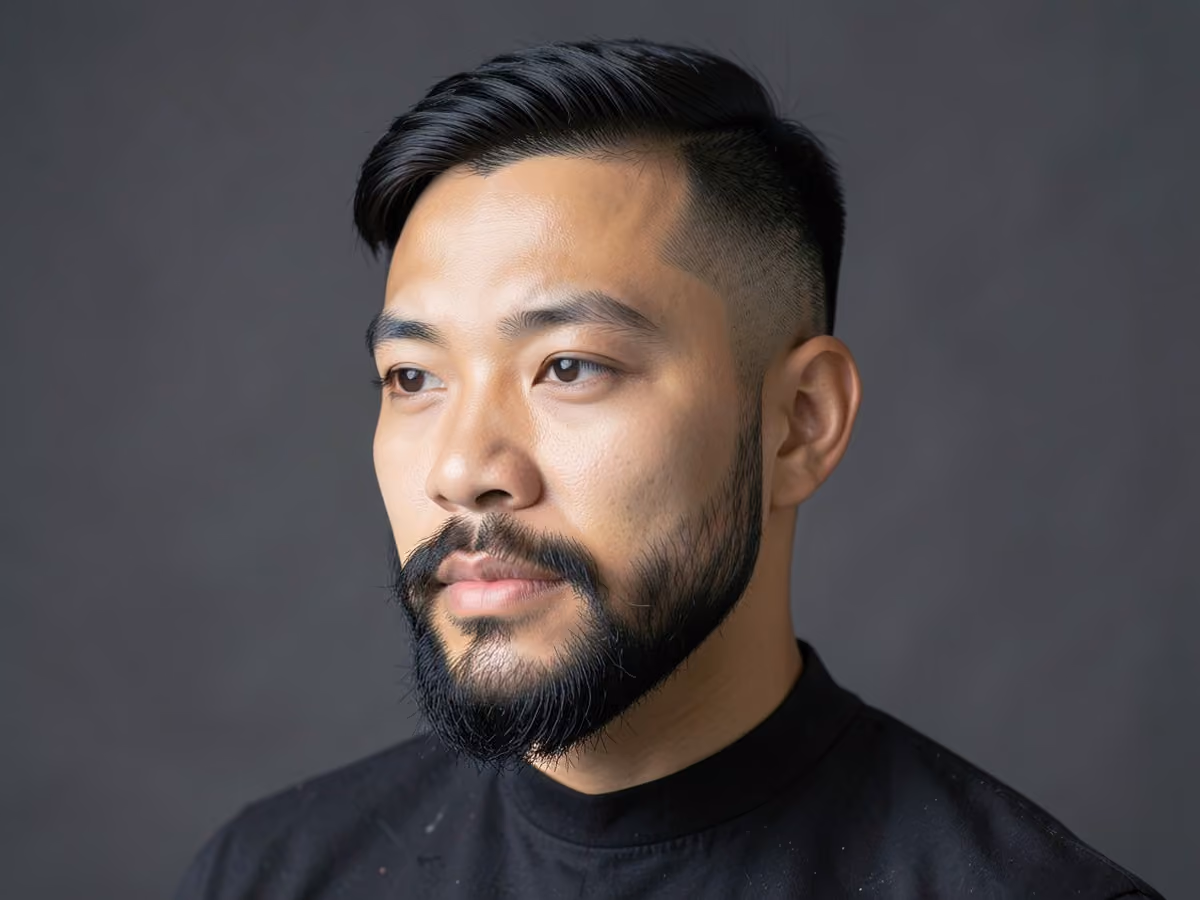 Man with a low maintenance ivy league haircut