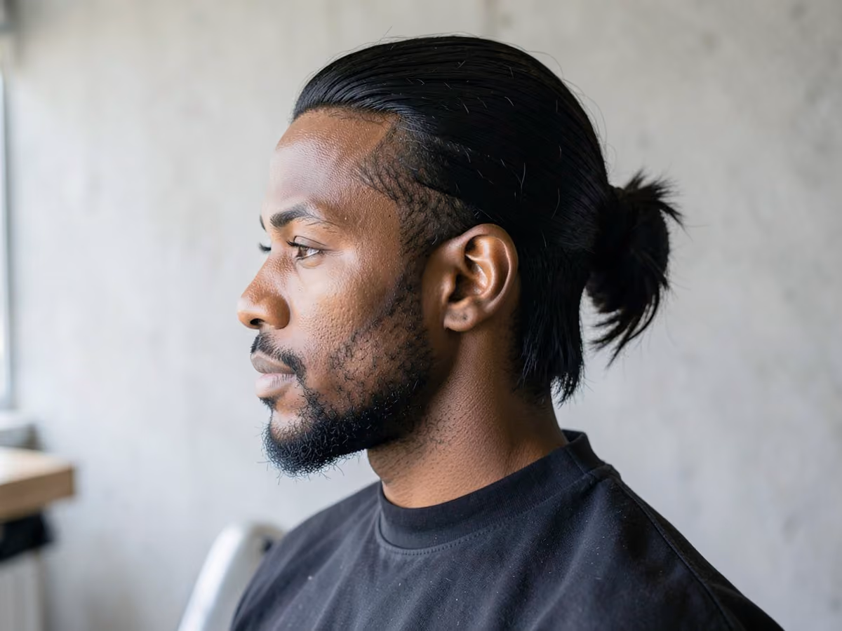 Man with a low maintenance long hair